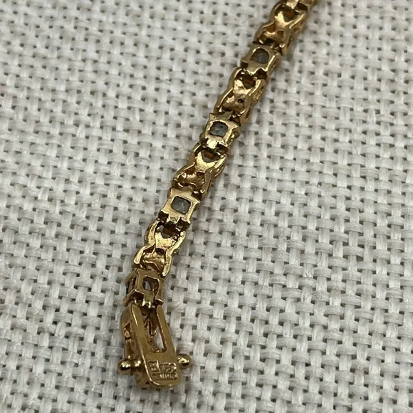 ✨ Vintage Sterling Silver & Gold-Plated Blue Gemstone Bracelet - Picture 12 of 16